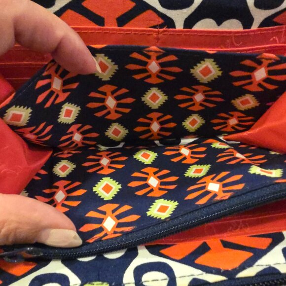 Vera Bradley NEW Wallet Sun Valley Retired Navy Orange Lime Zippered Closure NWT - Picture 9 of 13